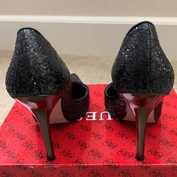 Guess Black Glitter Heels (Used Like New), Black Color, Size 6.5 - Picture 3 of 9